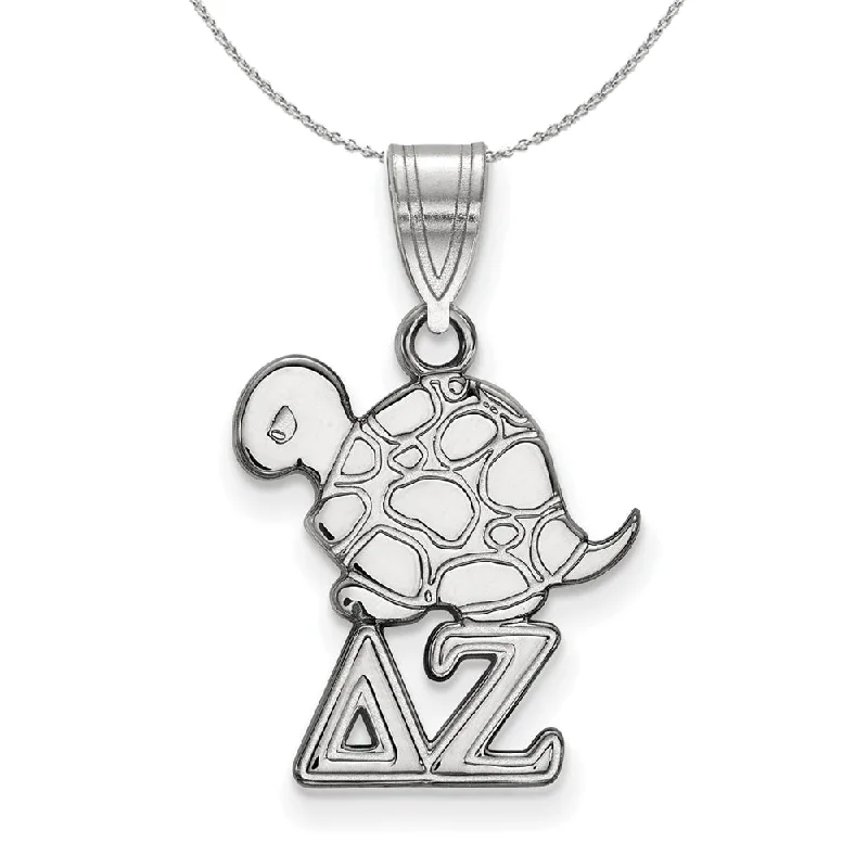 Pentagon pendant necklace-Sterling Silver Delta Zeta Small Pendant Necklace