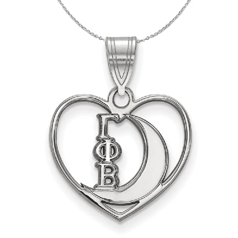 Thick gold necklace-Sterling Silver Gamma Phi Beta Heart Pendant Necklace