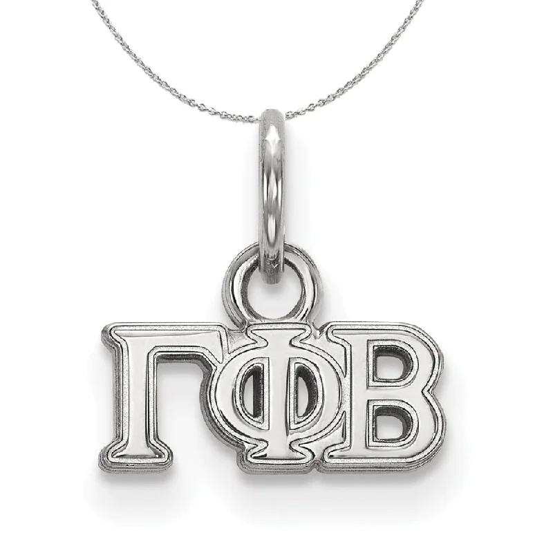 Rugged stone necklace-Sterling Silver Gamma Phi Beta XS (Tiny) Greek Necklace