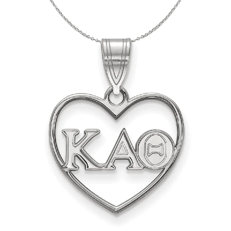 Intertwined necklace-Sterling Silver Kappa Alpha Theta Heart Pendant Greek Necklace