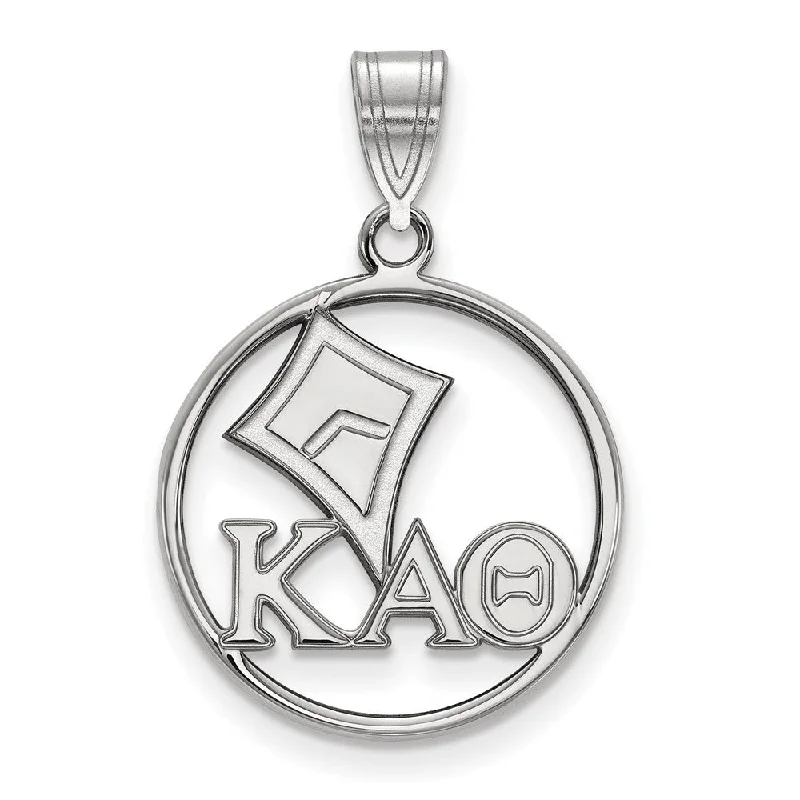 Bold gem necklace-Sterling Silver Kappa Alpha Theta Medium Circle Pendant Necklace