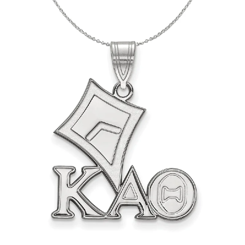 Stained enamel necklace-Sterling Silver Kappa Alpha Theta Medium Pendant Necklace