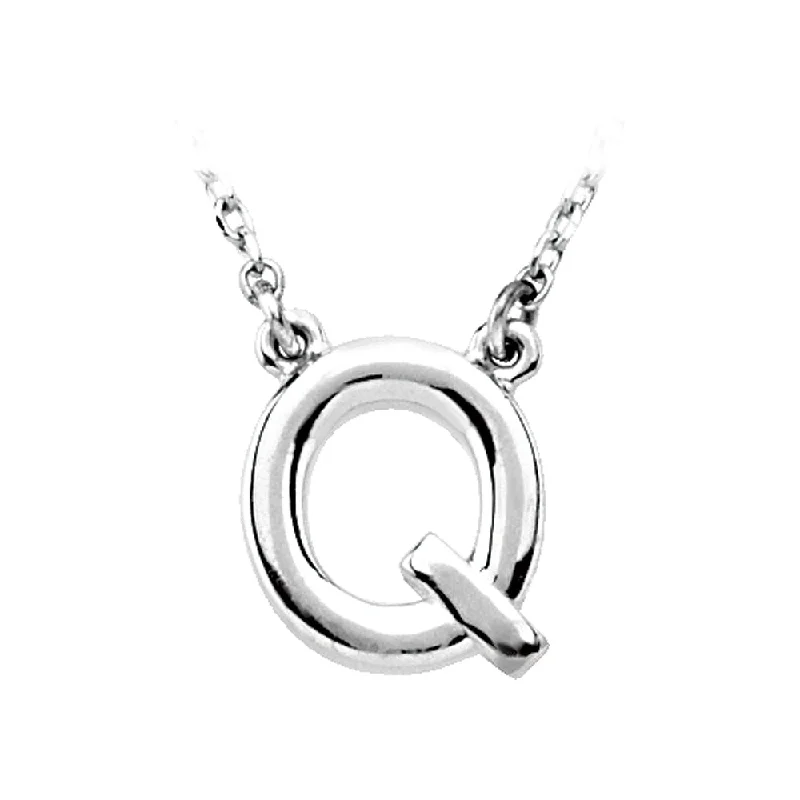 Eleven-gem necklace-Sterling Silver, Kendall Collection, Block Initial Q Necklace, 16 Inch