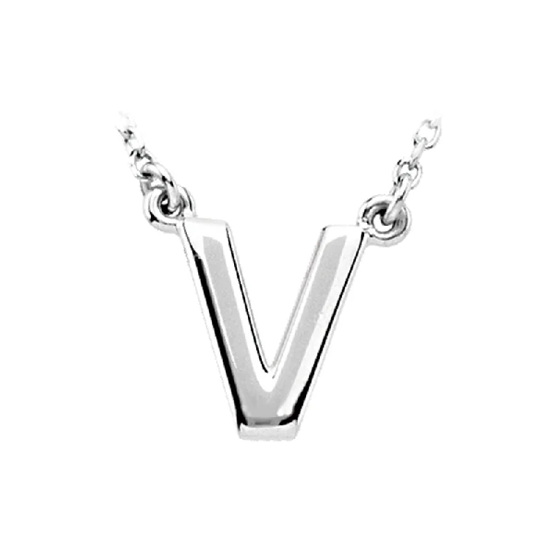 Prism-effect necklace-Sterling Silver, Kendall Collection, Block Initial V Necklace, 16 Inch