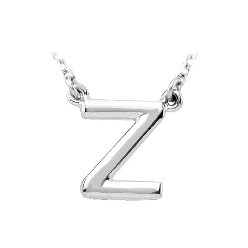 Single pearl necklace-Sterling Silver, Kendall Collection, Block Initial Z Necklace, 16 Inch