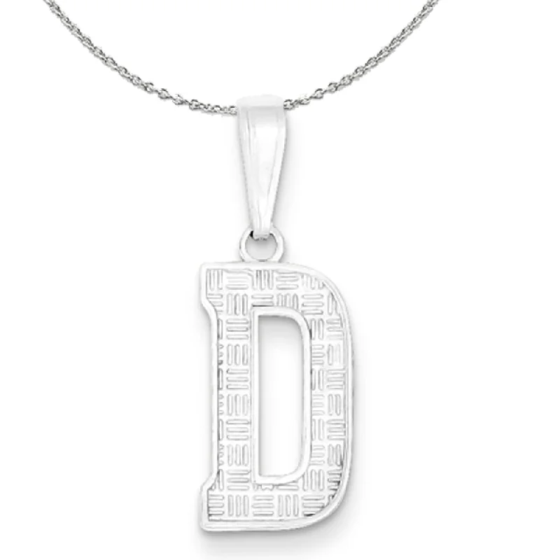 Mosaic pattern necklace-Sterling Silver, Sami Collection, Textured Block Initial D Necklace