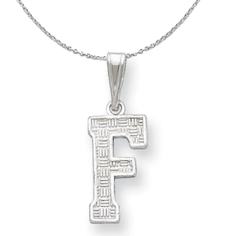 Glinting gem necklace-Sterling Silver, Sami Collection, Textured Block Initial F Necklace