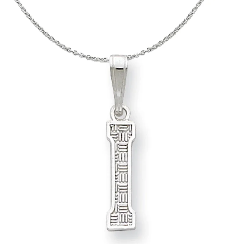 High gem necklace-Sterling Silver, Sami Collection, Textured Block Initial I Necklace