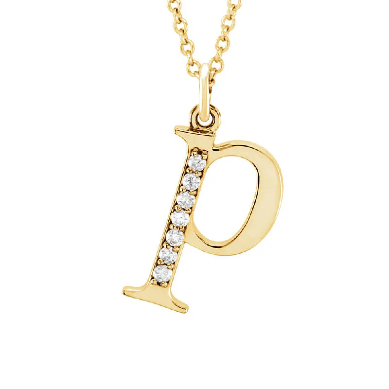 The Abbey 14k Yellow Diamond Lower Case Initial 'p' Necklace 16 Inch