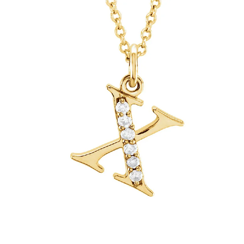 Latched necklace-The Abbey 14k Yellow Diamond Lower Case Initial 'x' Necklace 16 Inch