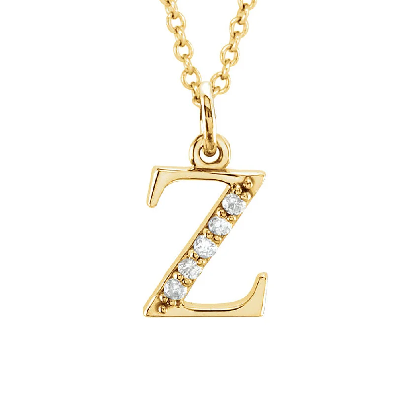 Single pearl necklace-The Abbey 14k Yellow Diamond Lower Case Initial 'z' Necklace 16 Inch