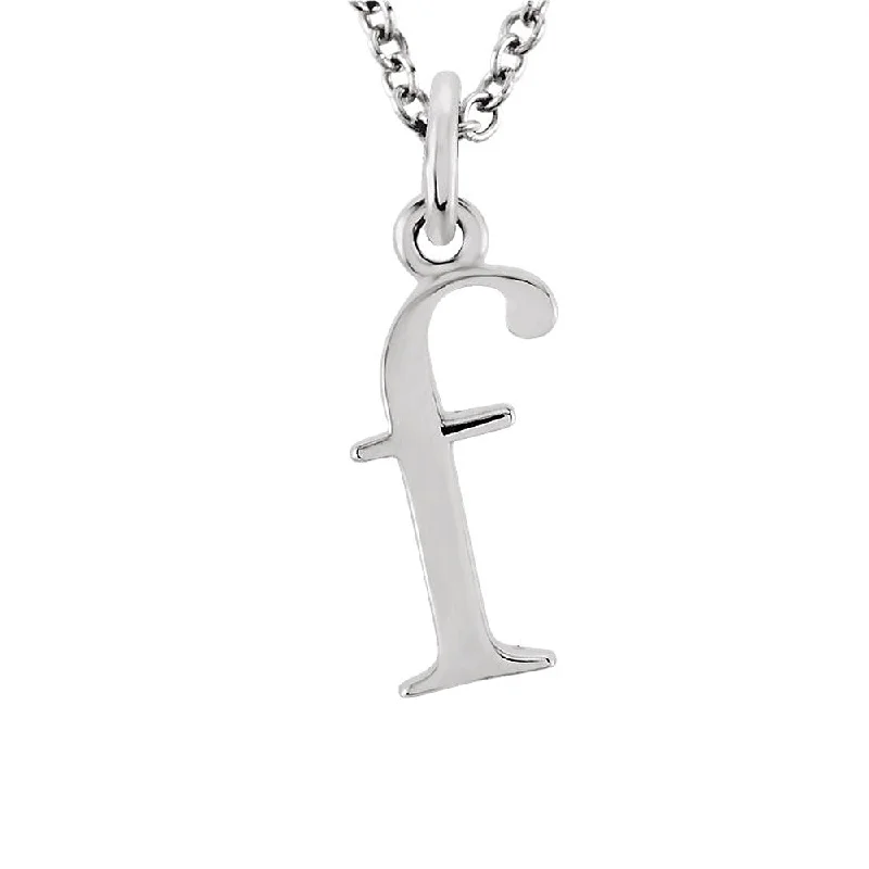 The Abbey Lower Case Initial 'f' Necklace in 14k White Gold, 16 Inch