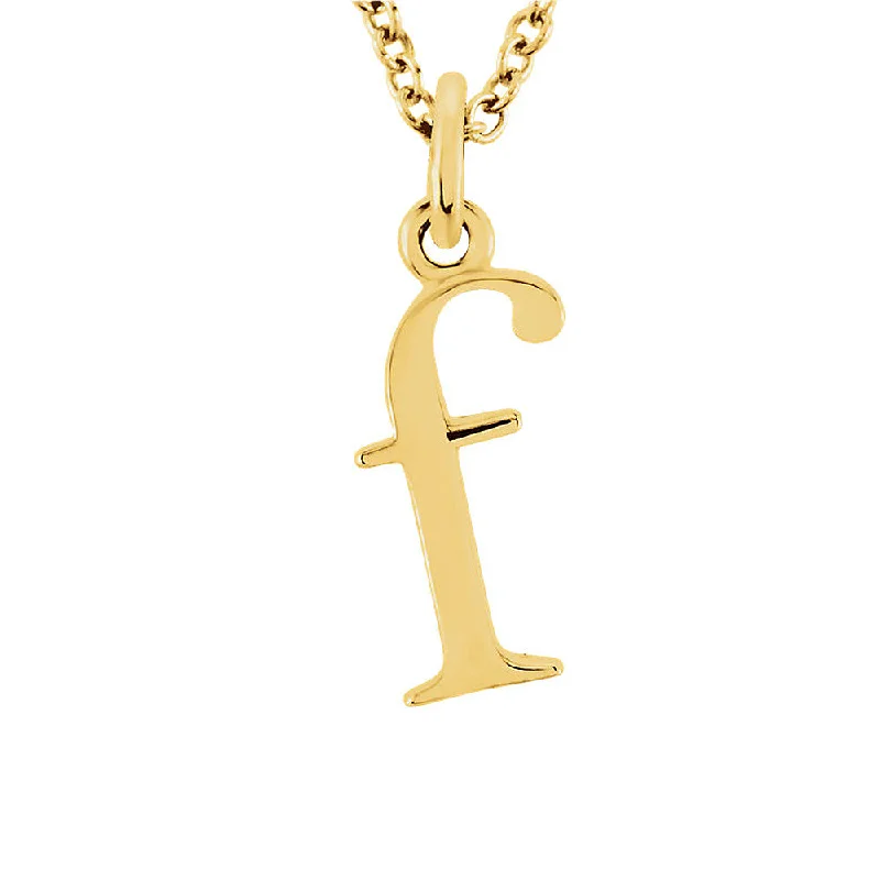 The Abbey Lower Case Initial 'f' Necklace in 14k Yellow Gold, 16 Inch