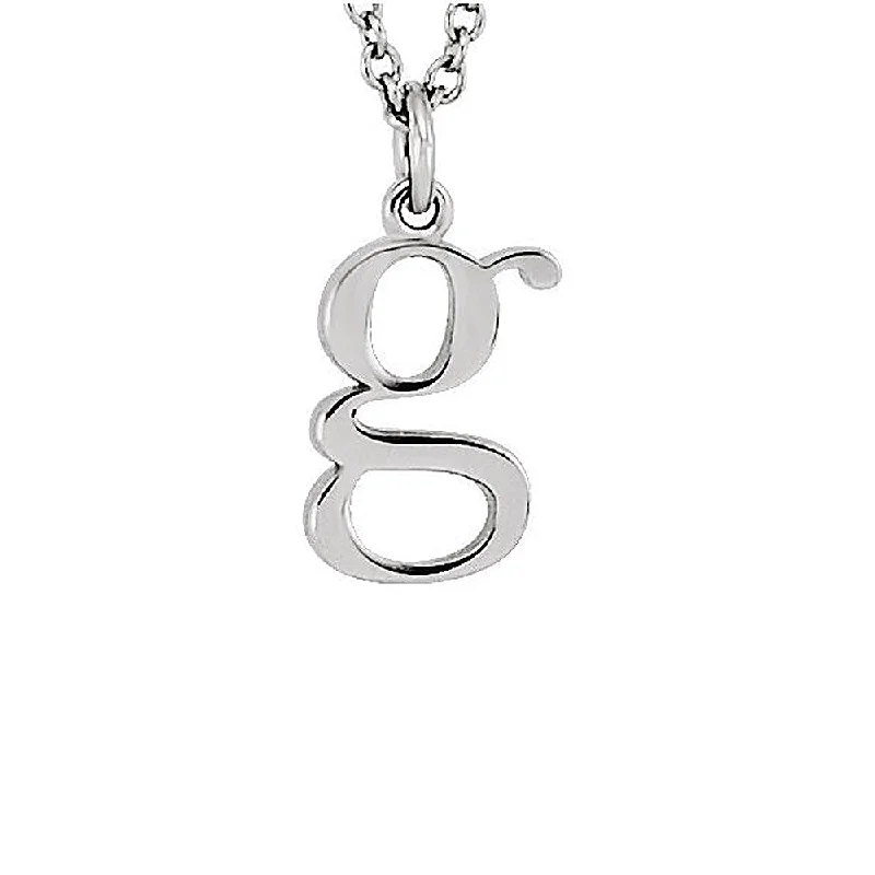 Plaited braid necklace-The Abbey Lower Case Initial 'g' Necklace in 14k White Gold, 16 Inch