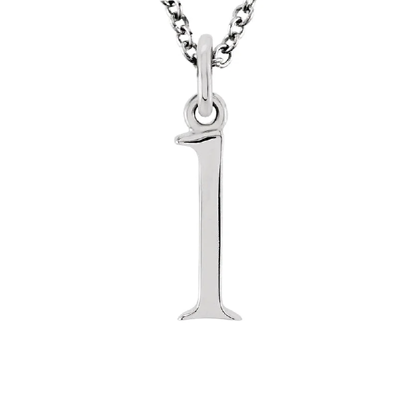 Etched initial necklace-The Abbey Lower Case Initial 'l' Necklace in 14k White Gold, 16 Inch