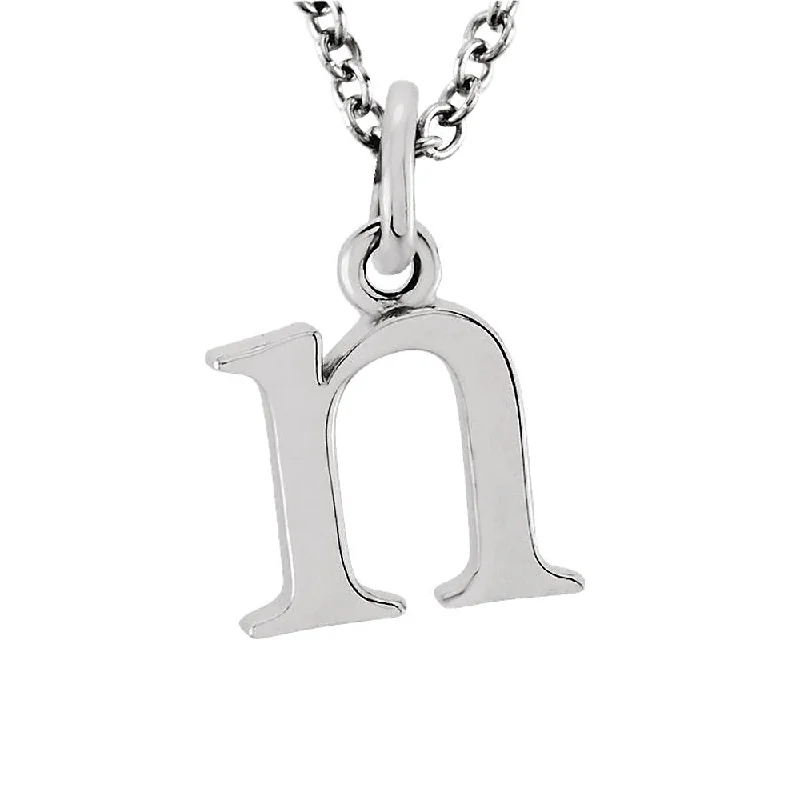 Bezel-rim necklace-The Abbey Lower Case Initial 'n' Necklace in 14k White Gold, 16 Inch