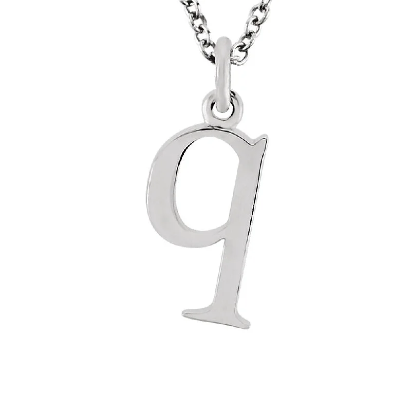 The Abbey Lower Case Initial 'q' Necklace in 14k White Gold, 16 Inch