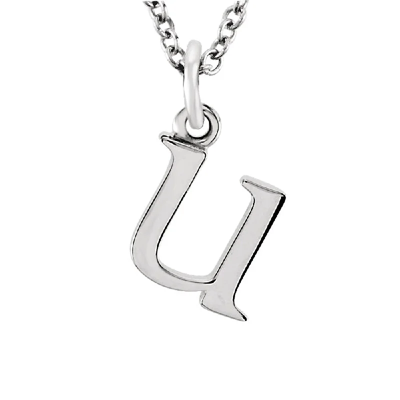 The Abbey Lower Case Initial 'u' Necklace in 14k White Gold, 16 Inch