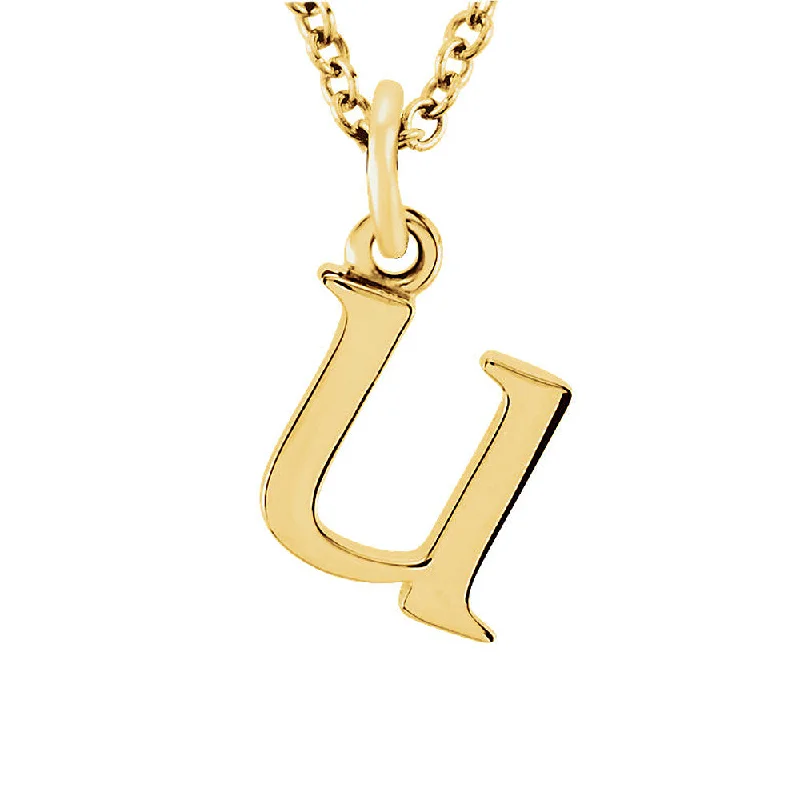 The Abbey Lower Case Initial 'u' Necklace in 14k Yellow Gold, 16 Inch