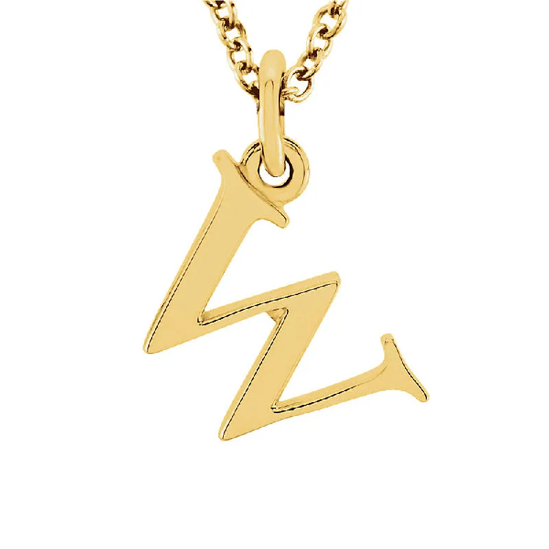 The Abbey Lower Case Initial 'w' Necklace in 14k Yellow Gold, 16 Inch