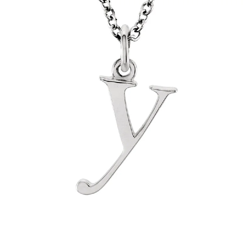 Staggered chain necklace-The Abbey Lower Case Initial 'y' Necklace in 14k White Gold, 16 Inch