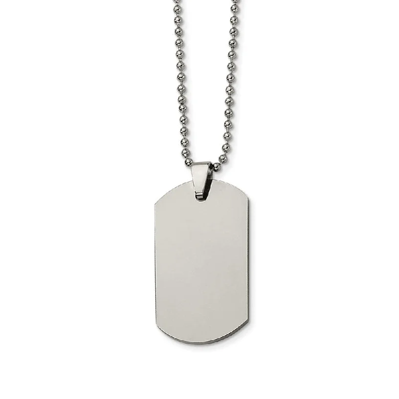 Tungsten Polished Dog Tag Necklace 22 Inch