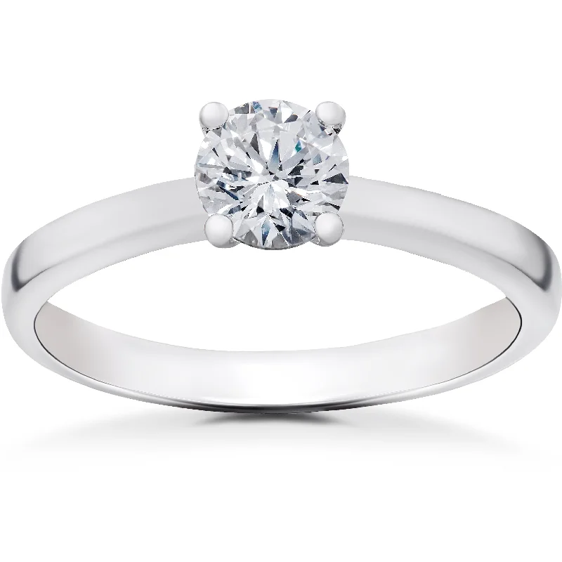 Forged gold ring-1/2 ct Lab Grown Diamond Elizabeth Solitaire Engagement Ring 14k White Gold