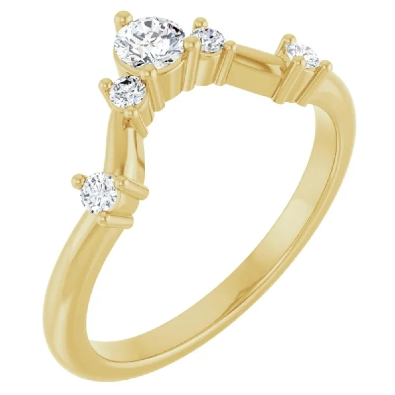 Prism-effect ring-1/2Ct Diamond V Shape Contour Wedding Guard Ring Lab Grown 14k Gold