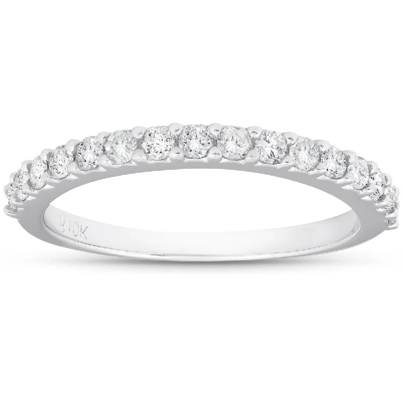 Varied stone ring-1/2ct Diamond Wedding Ring Stackable Womens Anniversary Band 10K White Gold