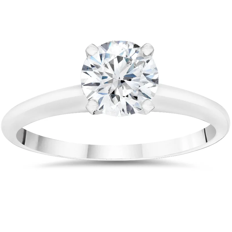 Worn finish ring-1/2ct Lab Created Diamond Solitaire Engagement Ring 14k White Gold