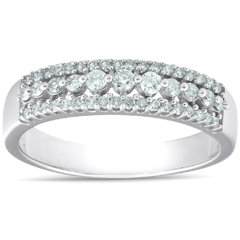 Divided band ring-1/3ct Diamond Anniversary Ring 10K White Gold