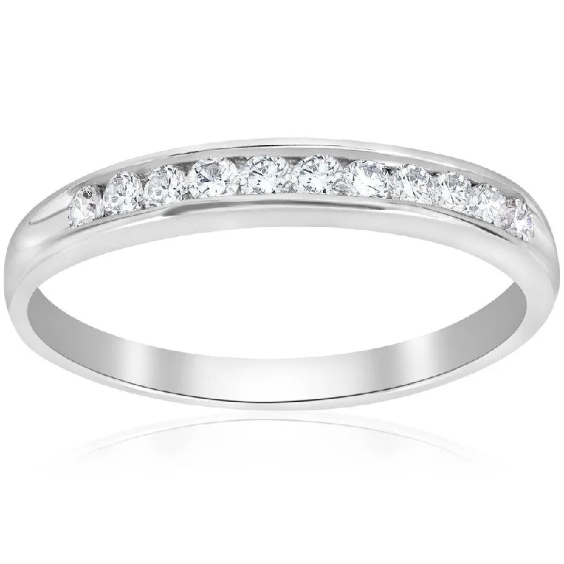 Wave motif ring-1/4ct Diamond Wedding Ring 14K White Gold