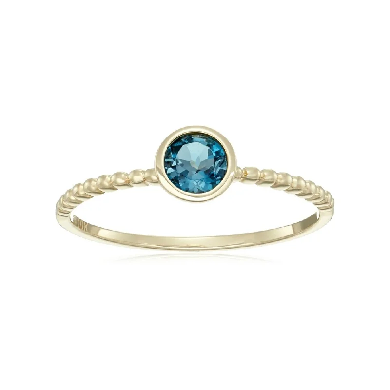 Vivid amazonite ring-10kt Yellow Gold London Blue Topaz Beaded Stack Ring