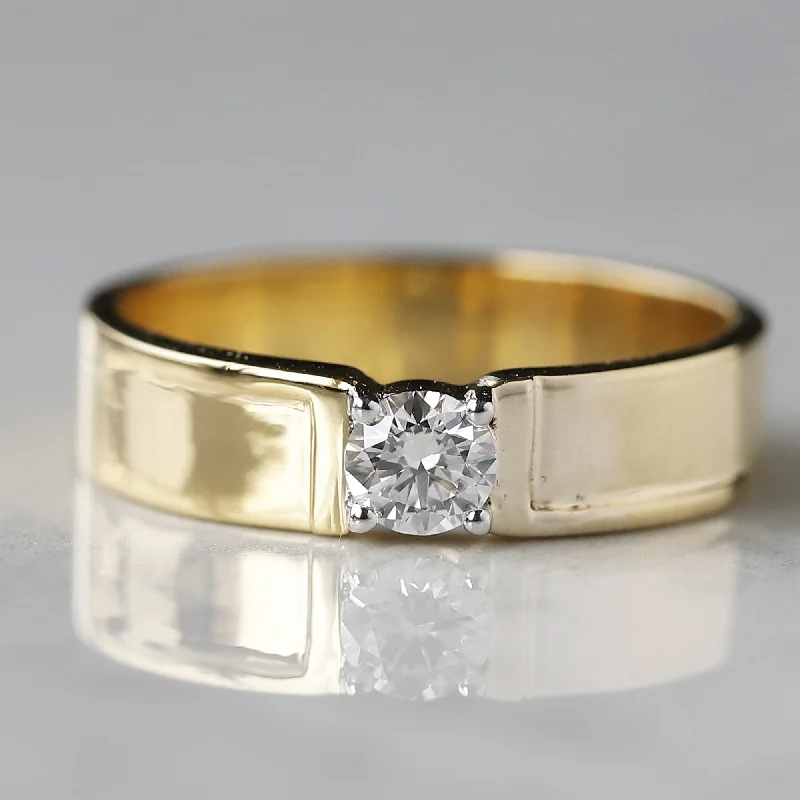 Hand-chiseled ring-14 k Yellow Gold Lab Diamond Mens Ring For Him