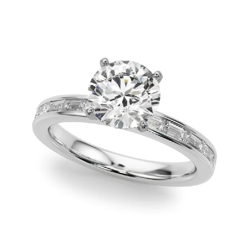 Twisting design ring-14K Engagement Ring Channel Set Baguette Diamonds