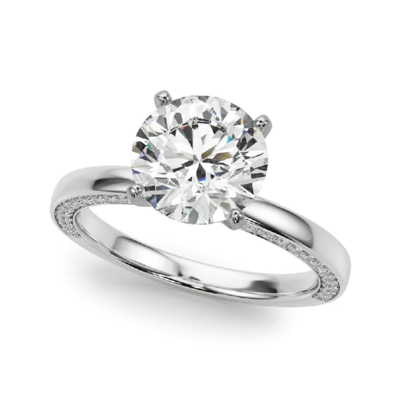 Fractured crystal ring-14K Engagement Ring w/ Side Diamonds