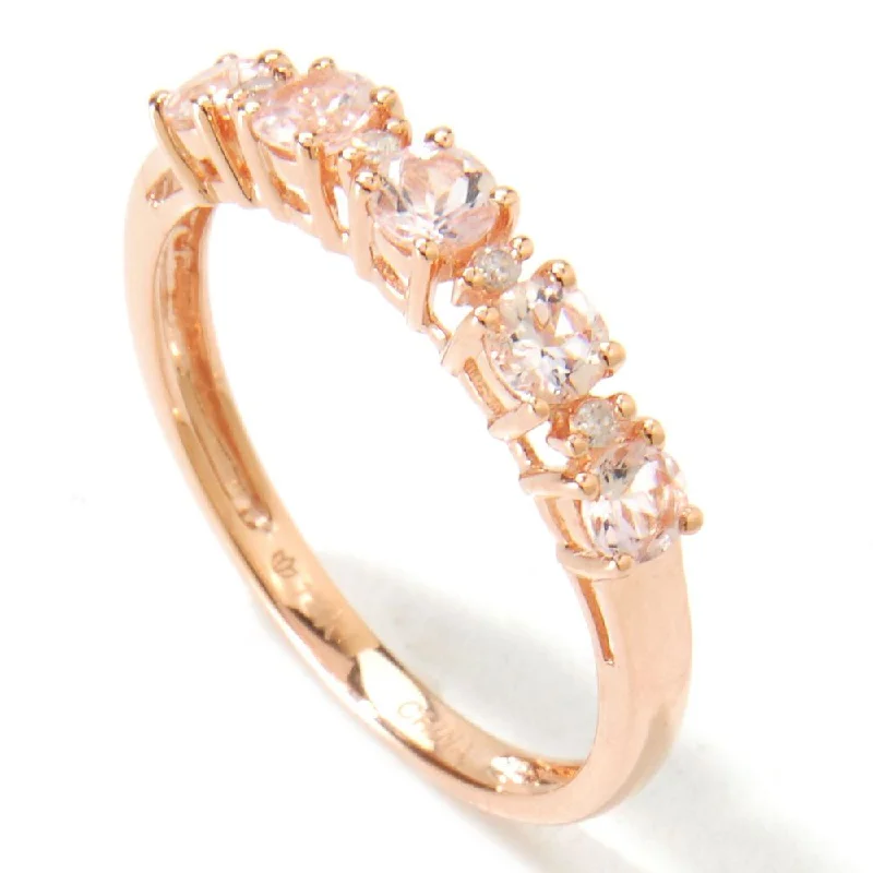 Tribal carved ring-14k Gold Morganite and Diamond Accent Ring