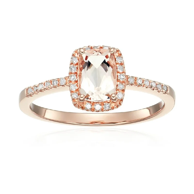 Gripped stone ring-14K Gold Morganite and Diamond Ring