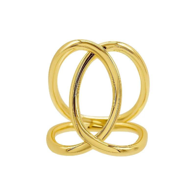 Worn finish ring-14K Gold Plated Tall Infinity Ring