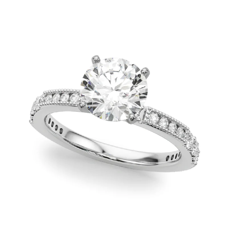 Radiant platinum ring-14K Vintage Engagement Ring