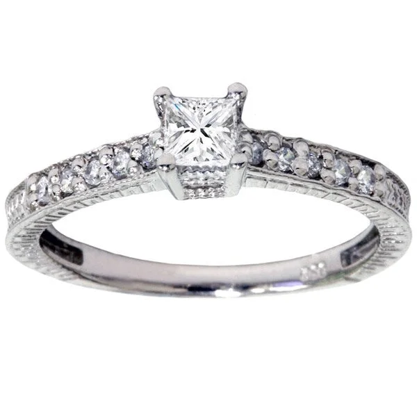 Dotted band ring-14k White Gold 1/ 2ct TDW Diamond Promise Ring