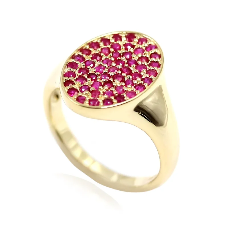 Pentagon stone ring-14k Yellow Gold and Ruby Ring