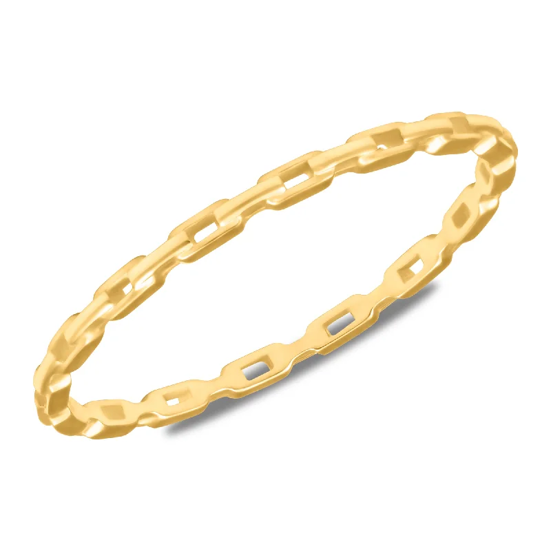 Grained stone ring-14k Yellow Gold Chain Link Ring