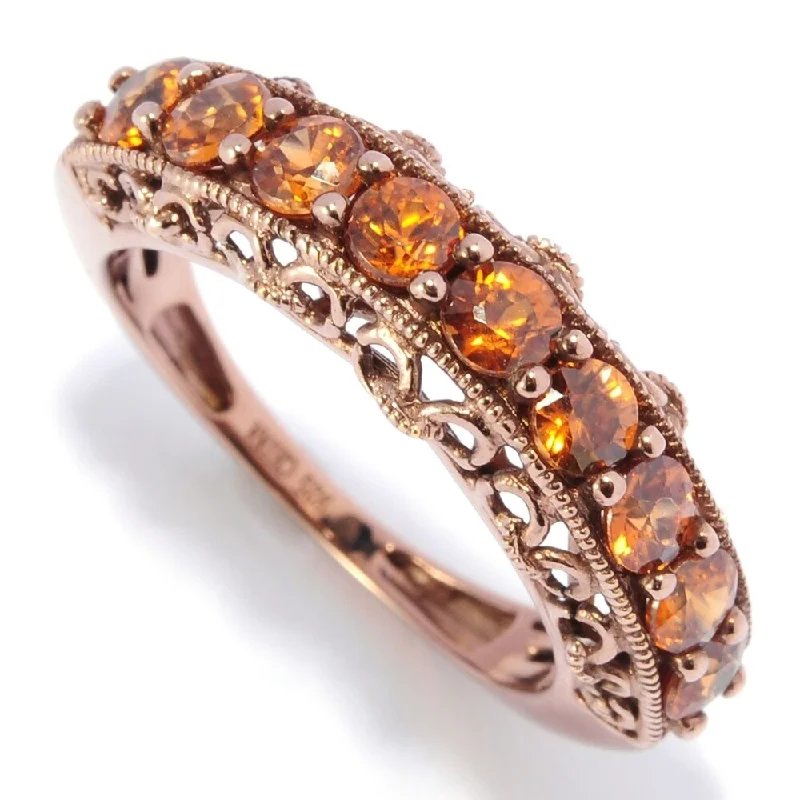 Staggered band ring-18K Chocolate Gold O/ Silver 1.14Ctw Andalusite Nine Stone Band Ring