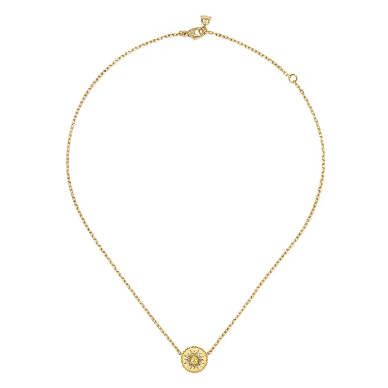 Curved design necklace-18K Orbit Sun Necklace