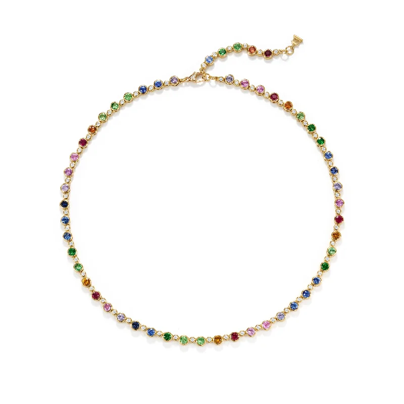 Radiant platinum necklace-18K Rainbow Link Necklace