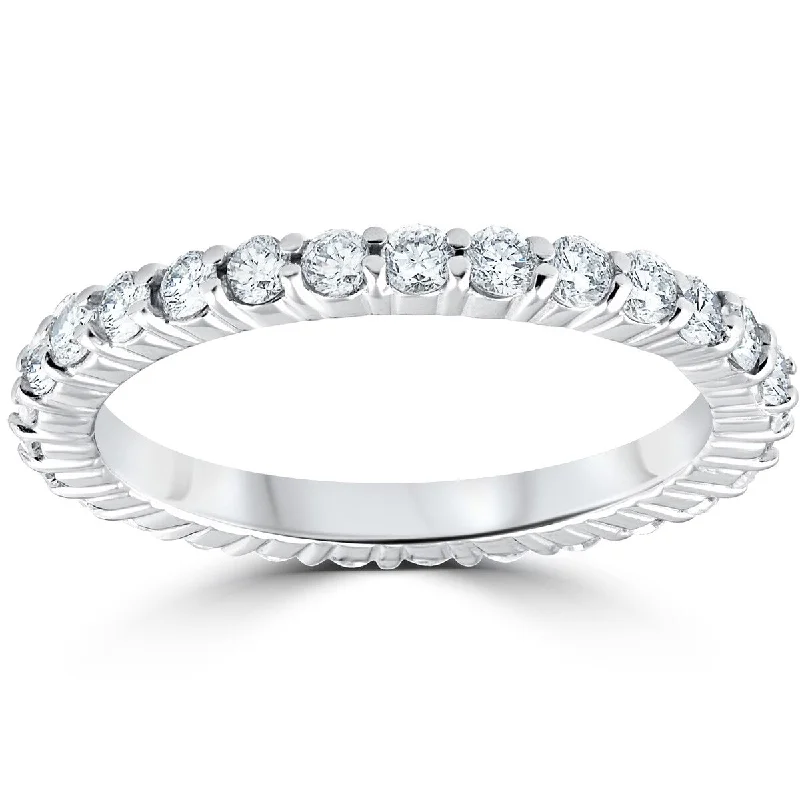 Hammered bronze ring-1cttw Diamond Eternity Wedding Ring 14k White Gold