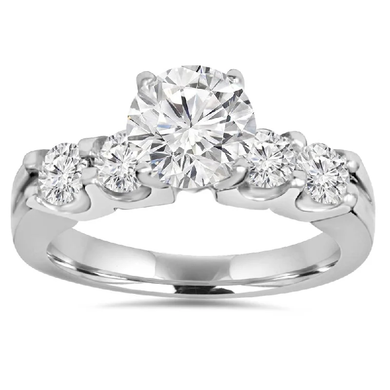 Jagged rim ring-2.30Ct Round Solitaire Diamond Engagement Ring 14K White Gold Lab Grown