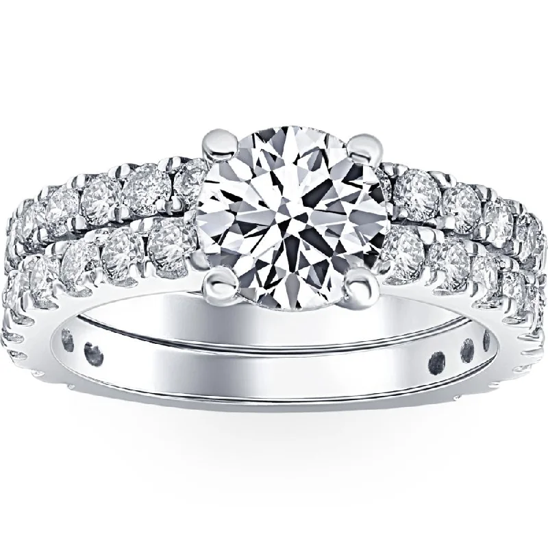 ings (戒指) - 150 Long-Tail Keywords3 1/2ct Diamond Engagement Wedding Ring Set 14K White Gold Lab Grown