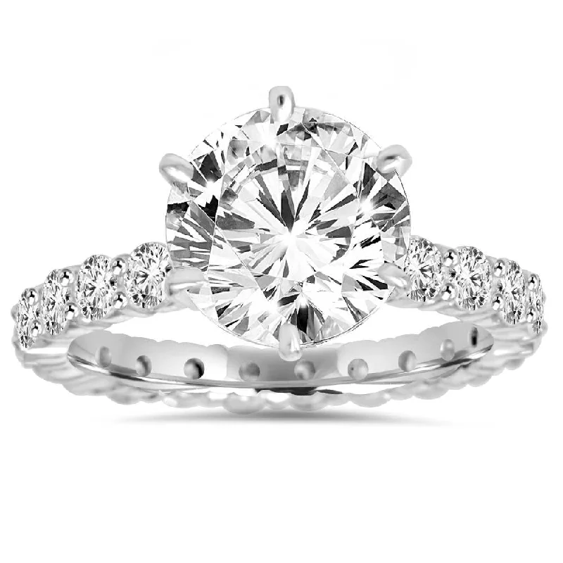 Floating gem ring-5.50CT Diamond Eternity Engagement Ring 14K White Gold